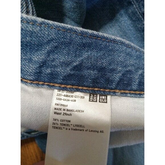 UNIQLO Jeans Womens 11 BLUE TAPERED RELAXED HIGH RISE Used Ripped Summer Winter - Picture 7 of 12